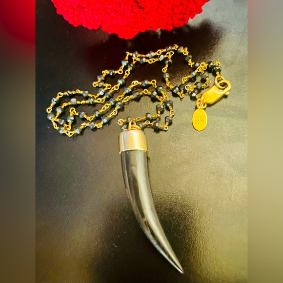 Liz Legg Bead and Horn Gold Necklace - Picture 10 of 11